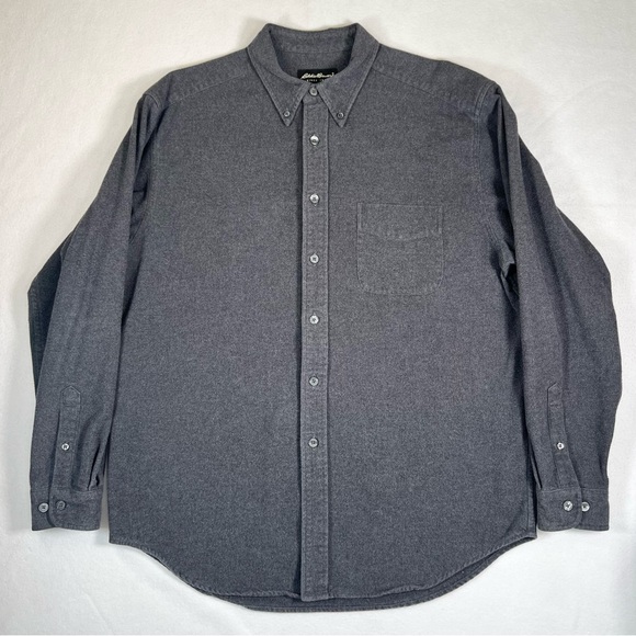Eddie Bauer Other - EDDIE BAUER Mens Long Sleeve Heavyweight Flannel Button Down L Gray Outdoor Warm